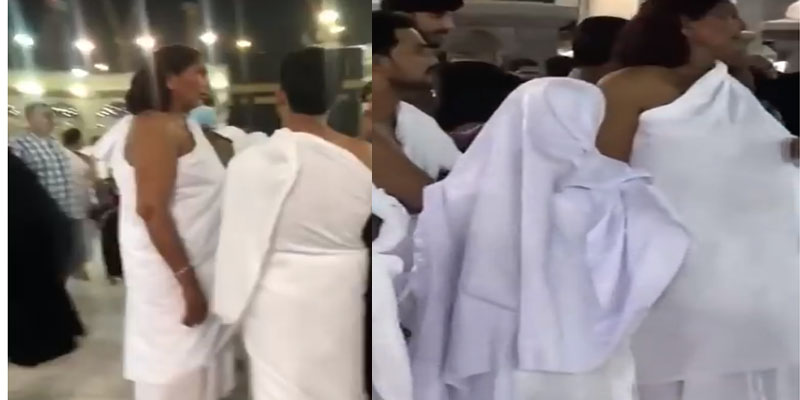 حقيقة ارتداء سيدة ملابس إحرام الرجال في الكعبة