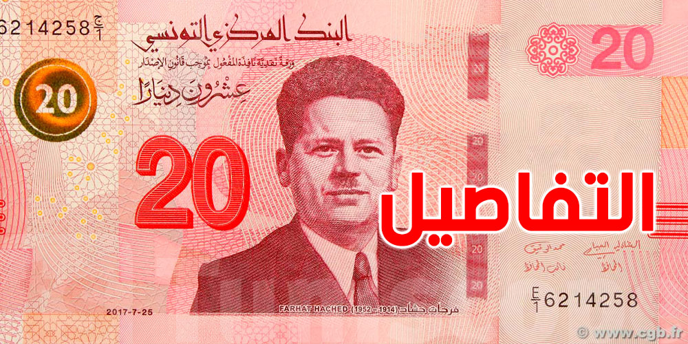 عاجل: ورقة الـ20 دينار تهيمن على التداول النقدي في تونس