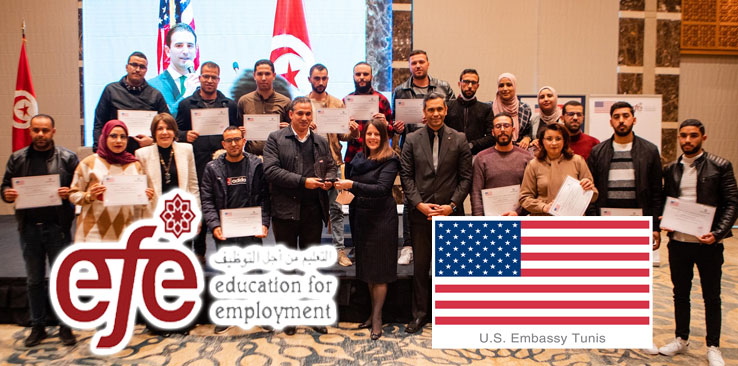 L’ambassade des États-Unis et la Fondation EFE honorent 250 jeunes tunisiens nouvellement embauchés