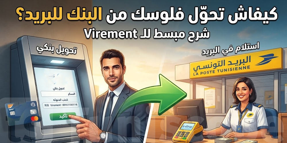 كيفاش  تعمل Virement من البنك الى البوسطة؟