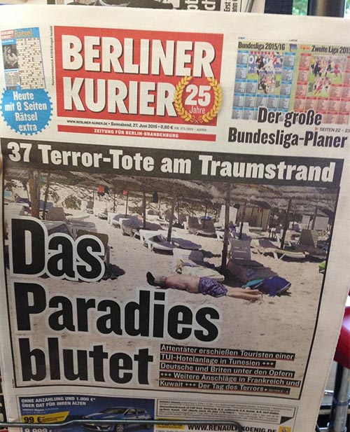 ‘Le paradis saigne’ titre le Berliner Kurier