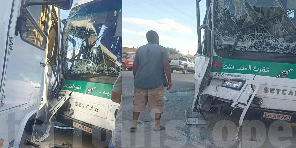 حادث خطير بالقيروان: اصطدام حافلتين يُصيب سائقاً ويُفزع التلاميذ