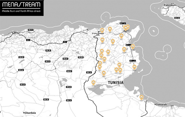 Image du jour : Carte des protestations actuelles en Tunisie