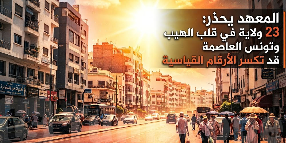 عاجل: الحرارة تدخل مرحلة الخطر.. 23 ولاية باللون البرتقالي وتونس العاصمة مهددة برقم قياسي