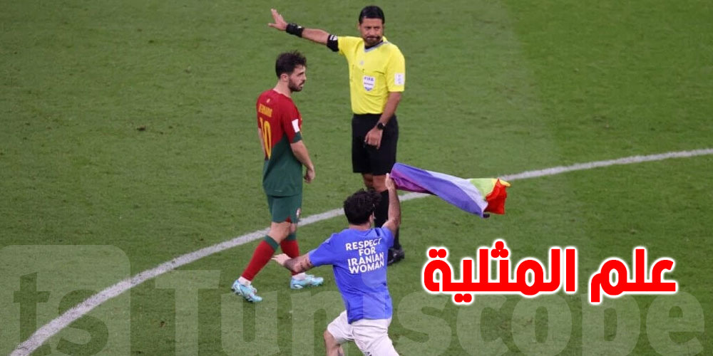 بالفيديو: مُشجّع بعلم ''قوس قزح'' يقتحم مباراة البرتغال والأوروغواي 