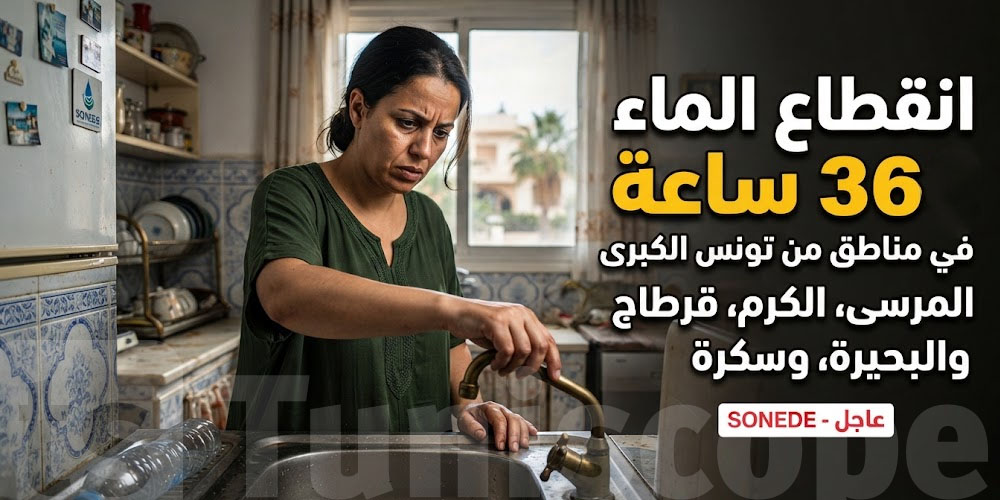 عاجل: انقطاع الماء 36 ساعة في مناطق من تونس الكبرى.. التفاصيل