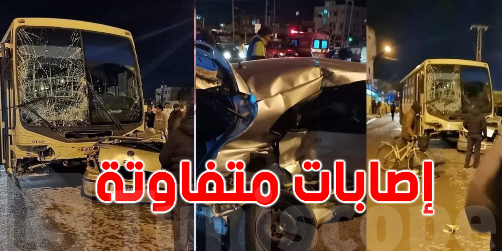 حادث مؤلم  بحمام الشط : حافلة تصطدم بسيارات ثم  تدخل في مقهى   