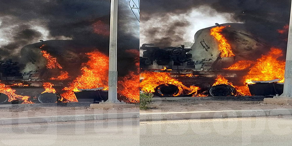 مدنين: اندلاع حريق بشاحنة ليبية معدة لنقل الإسمنت 
