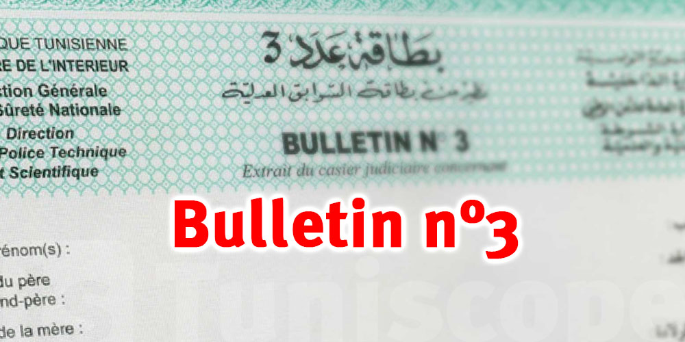 Obtenir le Bulletin n° 3 : Procédures pour Tunisiens résidents à l’étranger