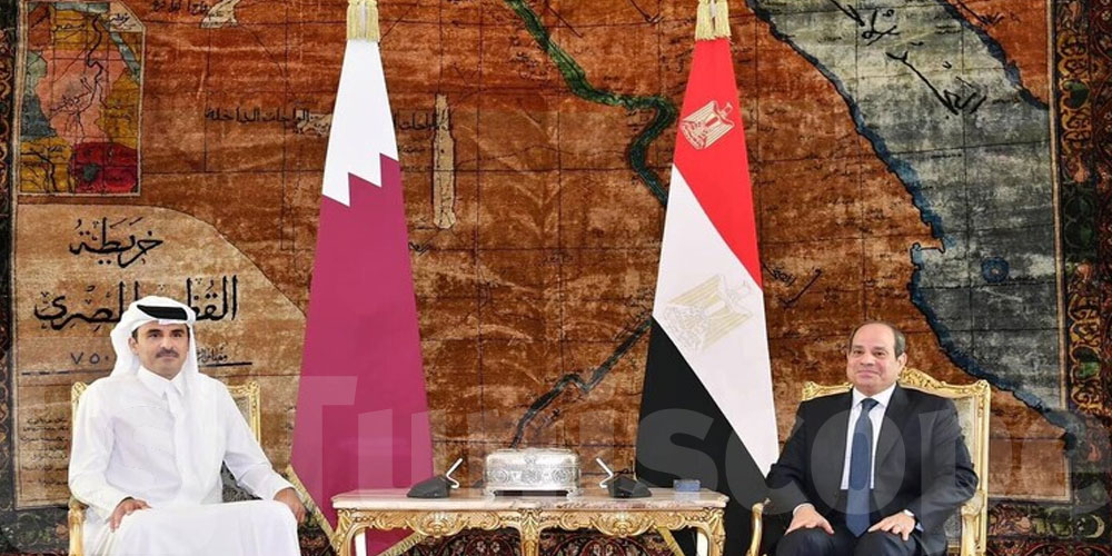 الرئيس عبد الفتاح السيسي يشكر أمير قطر الشيخ تميم