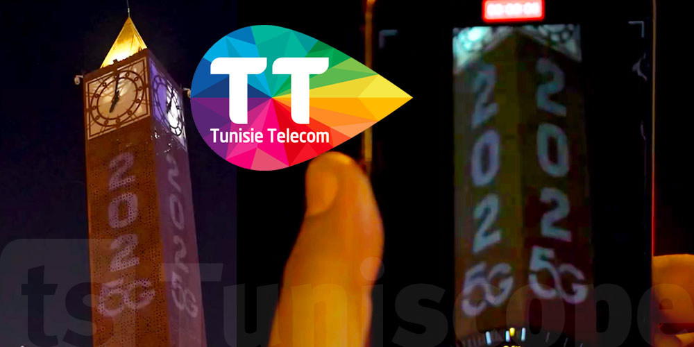 Tunisie Telecom illumine l’horloge de la place du 14 Janvier pour 2025 technologique