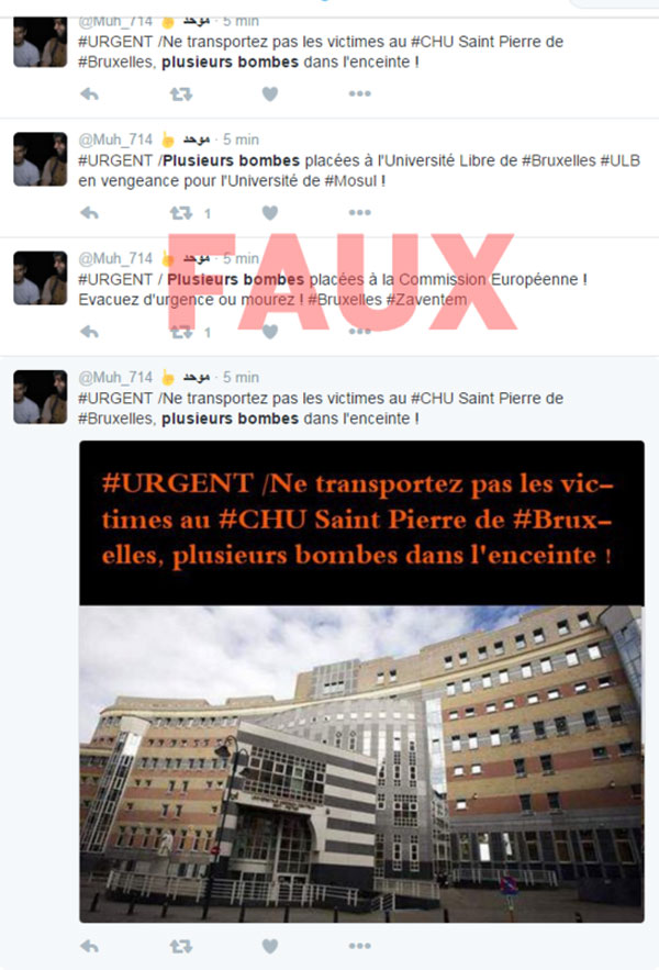Bruxelles : des comptes djihadistes diffusent de fausses informations pour ajouter à la panique