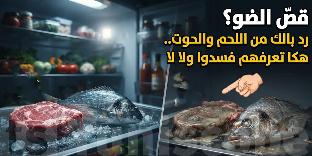 بعد قصان الضوء على الفريجيدار.. وقتاش يلزمك ترمي اللحم والحوت؟